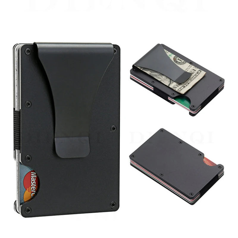 Metal Wallet with Money Clip - Slim Wallet - Front Pocket RFID Blocking Minimalist Wallet (Black, Green, and Grey)