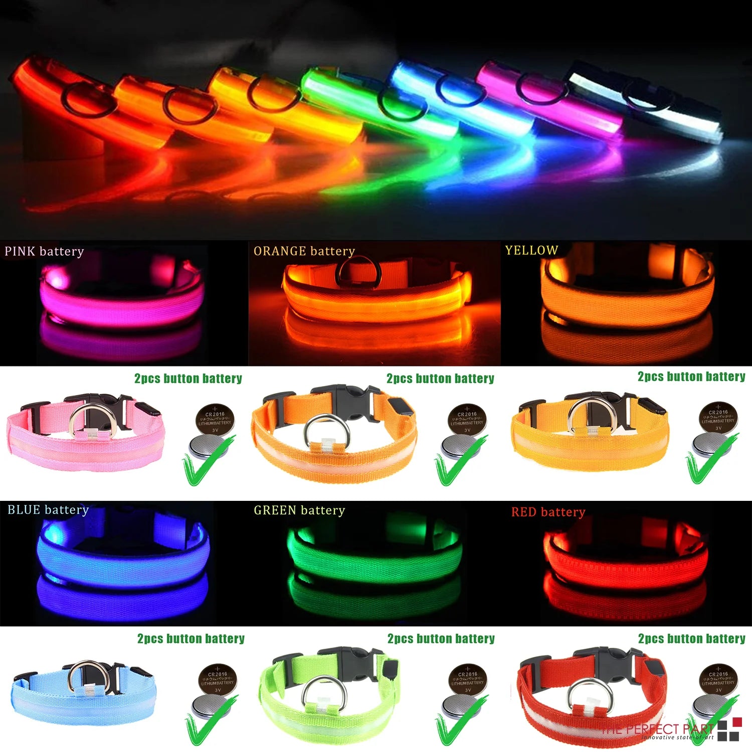 LED Adjustable Dog Collar - Safety and Waterproof