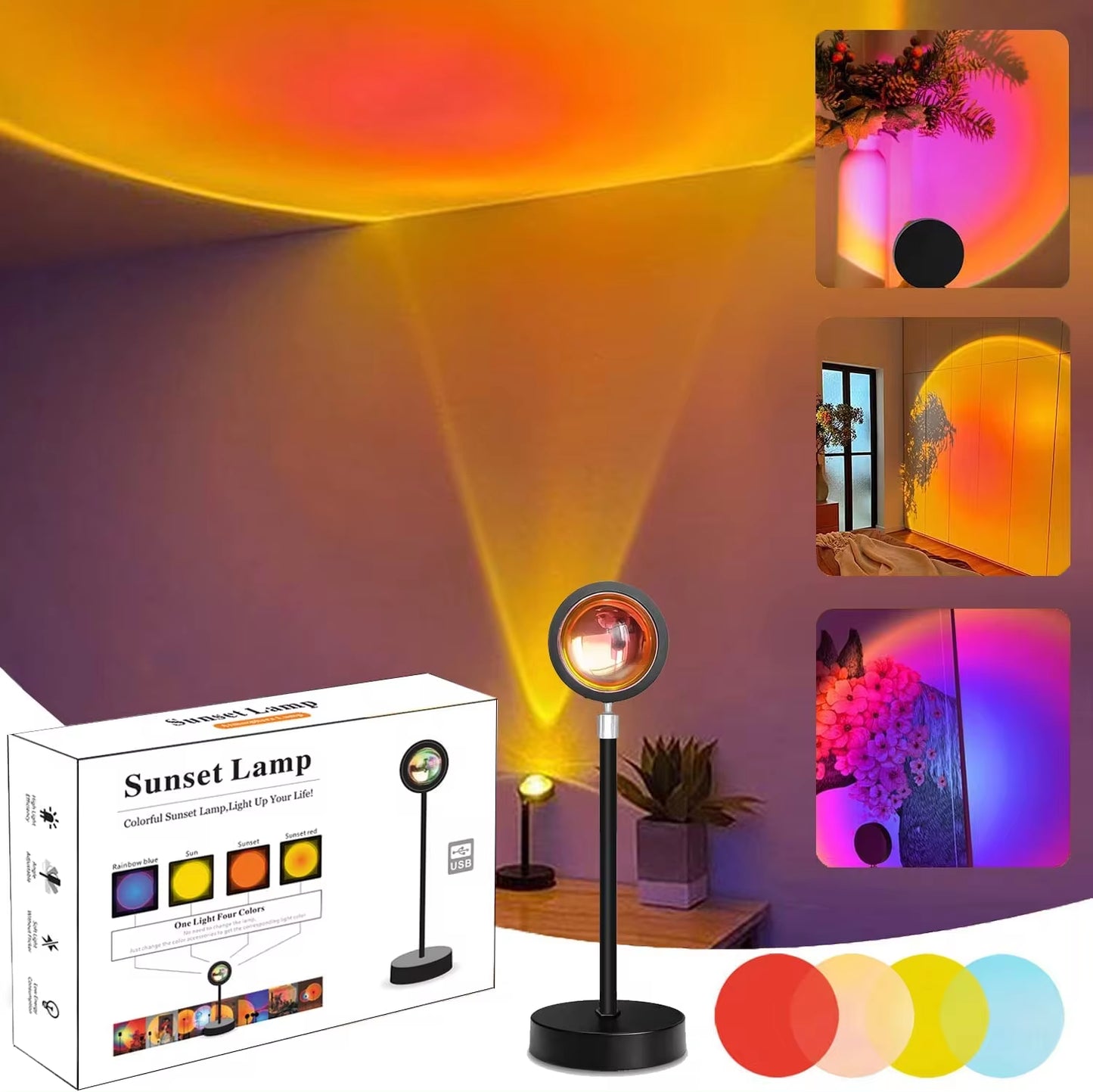 Smart Bluetooth Night Light Rainbow Sunset Projector Lamp for Home Coffe Shop Background Wall Decoration Atmosphere Table Lamp