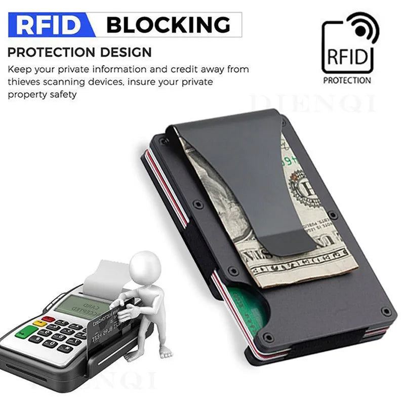 Metal Wallet with Money Clip - Slim Wallet - Front Pocket RFID Blocking Minimalist Wallet (Black, Green, and Grey)